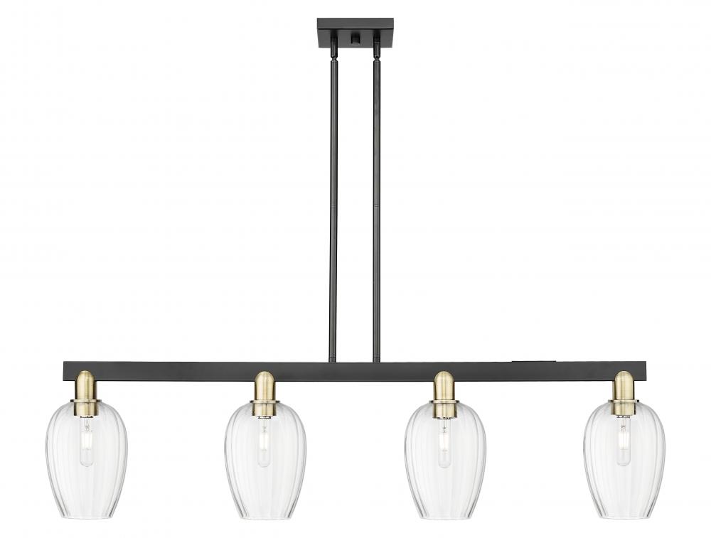 Preston Flute - 4 Light - 48 inch - Black Antique Brass - Stem hung - Island Light