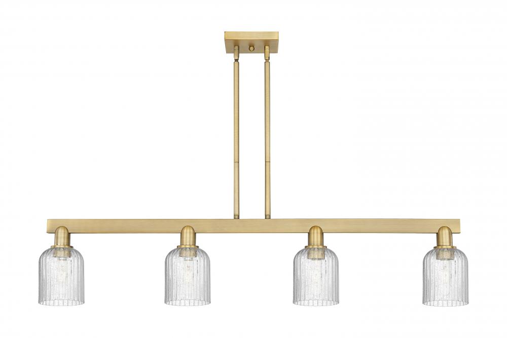 Bridal Veil - 4 Light - 48 inch - Brushed Brass - Stem hung - Island Light