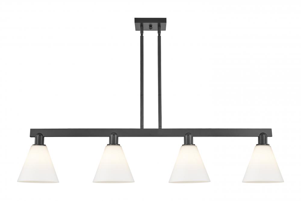 Berkshire Glass - 4 Light - 51 inch - Matte Black - Stem hung - Island Light
