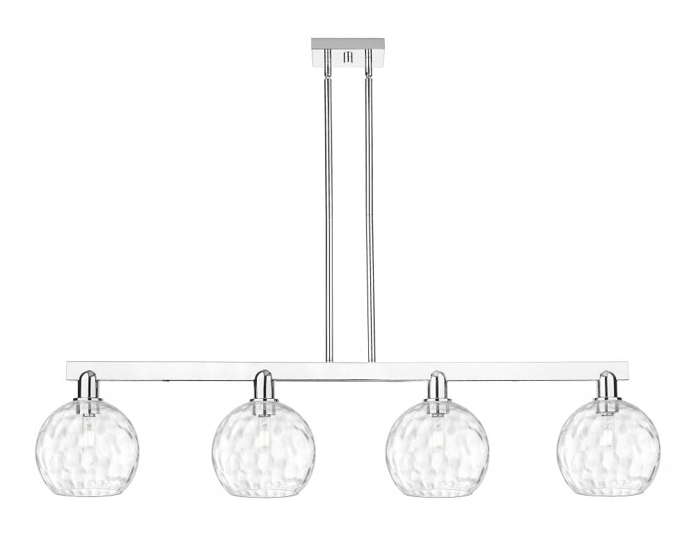 Athens Water Glass - 4 Light - 51 inch - Polished Nickel - Stem hung - Island Light