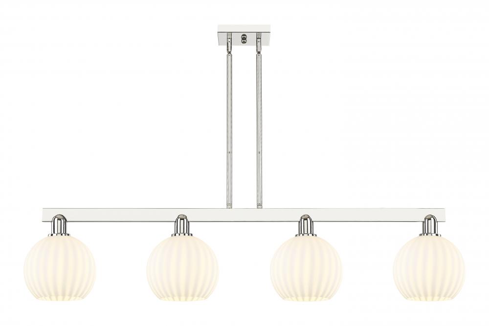 White Venetian - 4 Light - 48 inch - Polished Nickel - Stem Hung - Island Light