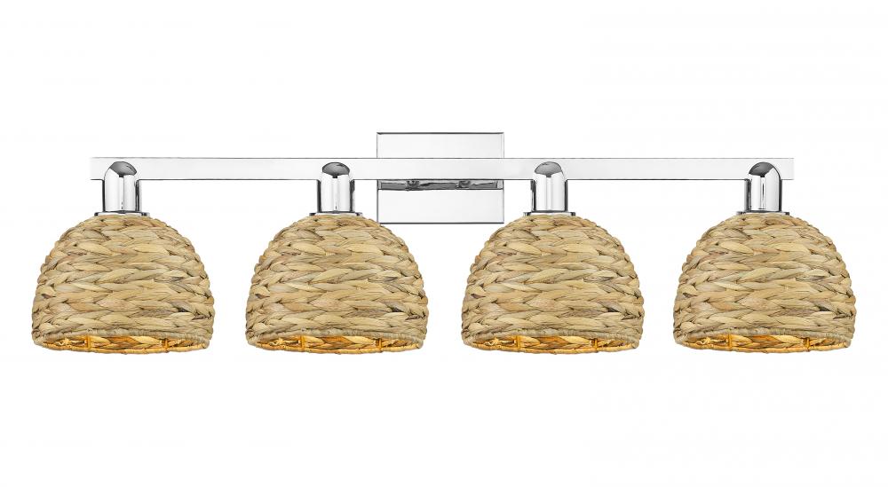 Woven Rattan - 4 Light - 35 inch - Polished Chrome - Bath Vanity Light