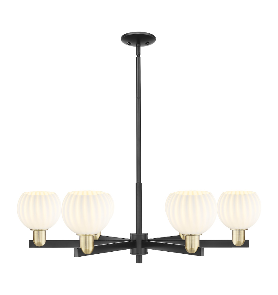 White Venetian - 6 Light - 36 inch - Black Antique Brass - Stem hung - Chandelier