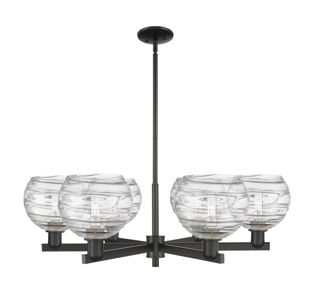 Athens Deco Swirl - 6 Light - 38 inch - Matte Black - Stem hung - Chandelier