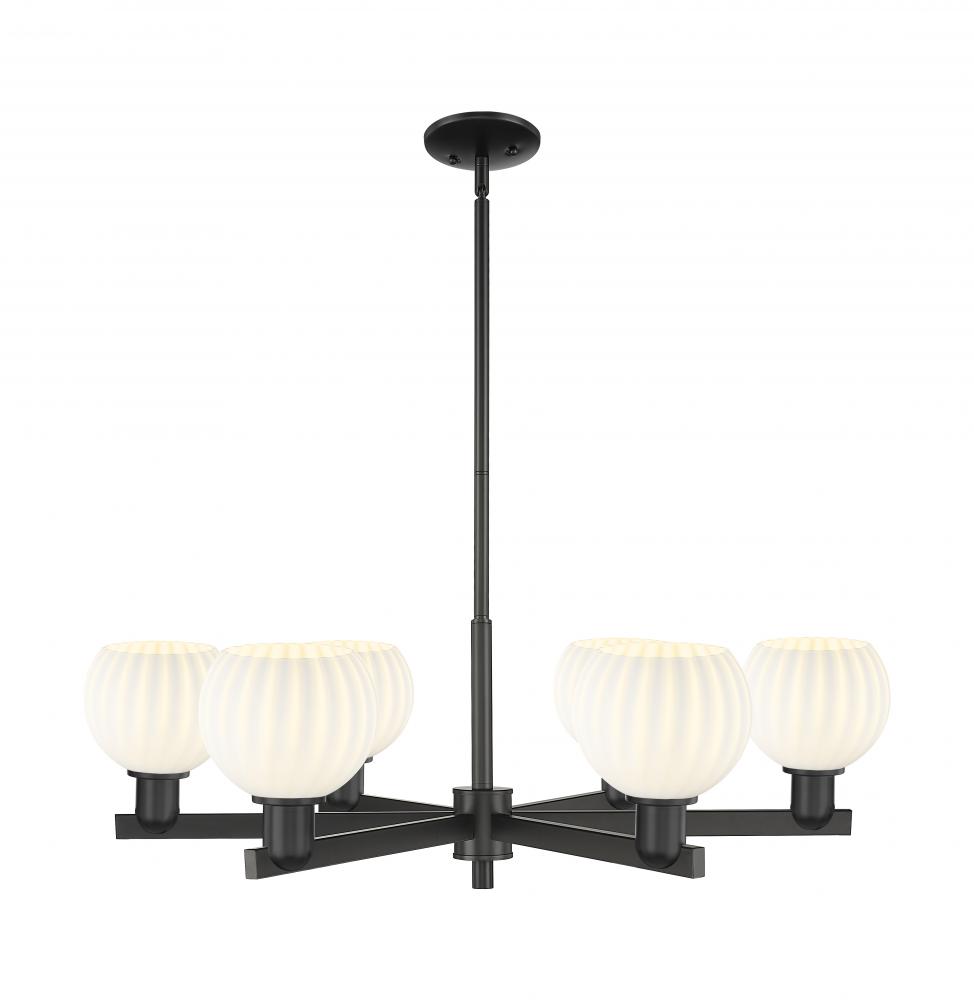 White Venetian - 6 Light - 36 inch - Antique Brass - Stem hung - Chandelier