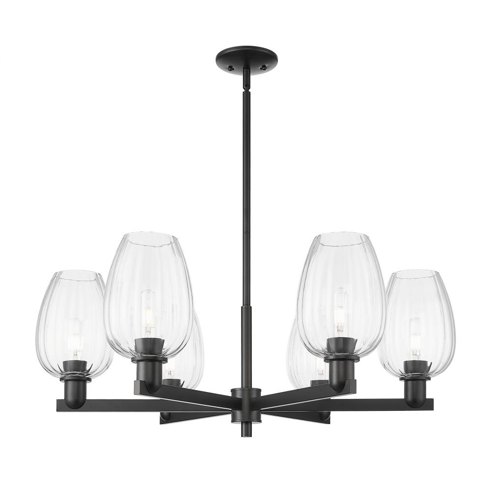 Preston Flute - 6 Light - 24 inch - Matte Black - Chandelier
