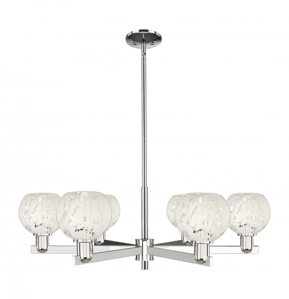 White Mouchette - 6 Light - 36 inch - Polished Nickel - Stem hung - Chandelier
