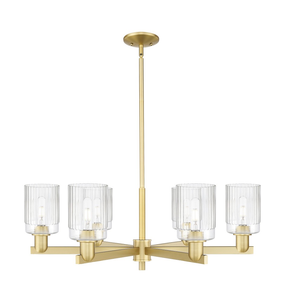 Hadley - 6 Light - 34 inch - Satin Gold - Stem hung - Chandelier