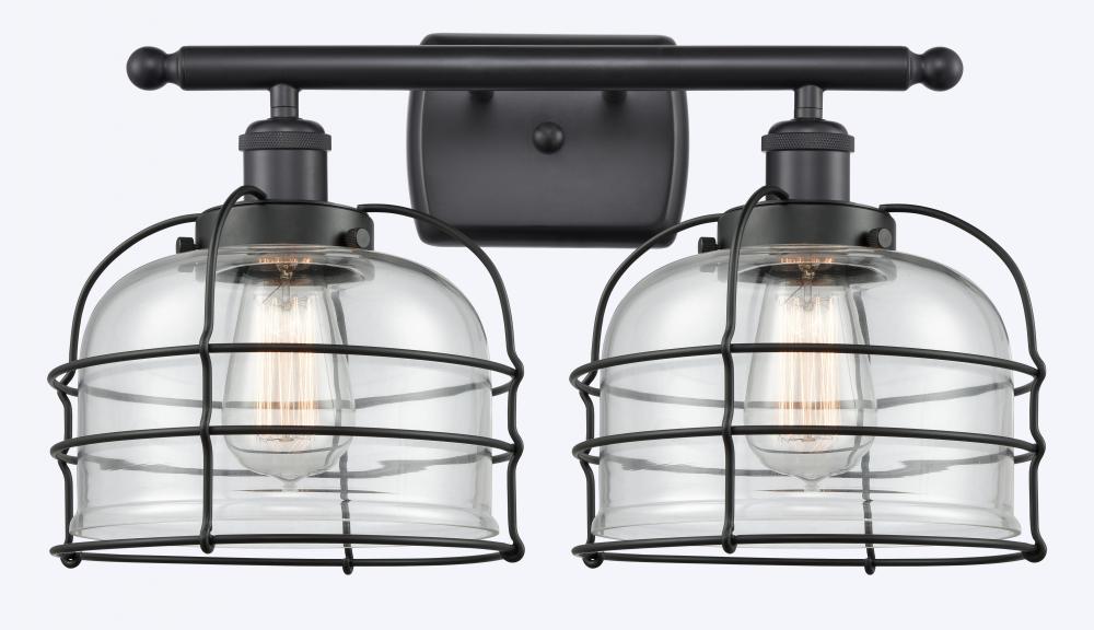 Bell Cage - 2 Light - 16 inch - Matte Black - Bath Vanity Light