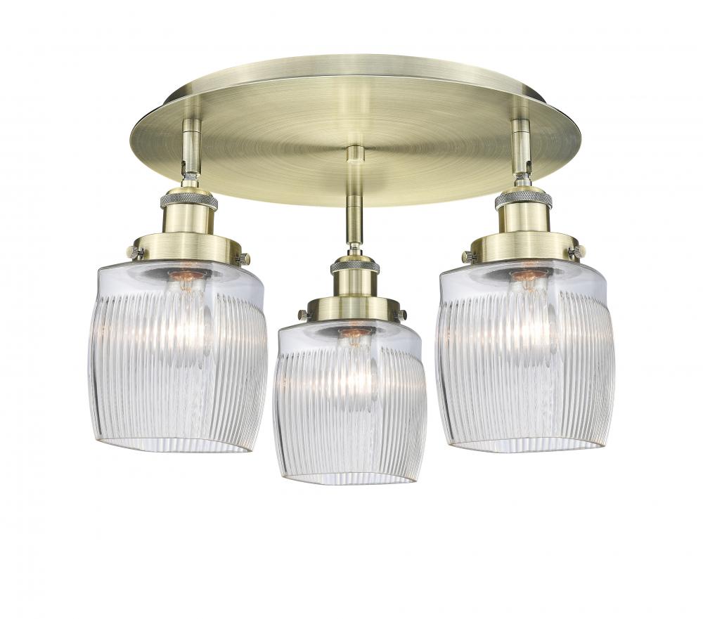 Colton - 3 Light - 17 inch - Antique Brass - Semi-Flush Mount