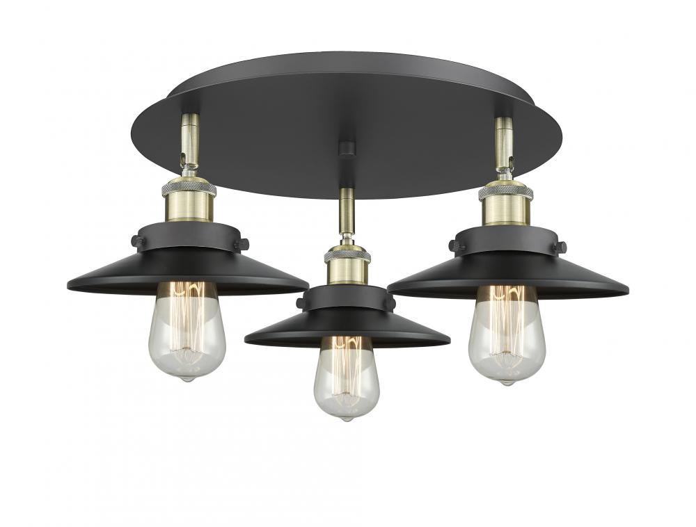 Edison - 3 Light - 20 inch - Black Antique Brass - Semi-Flush Mount