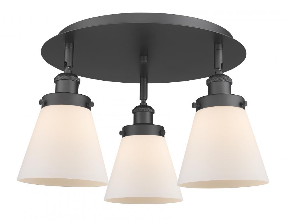 Cone - 3 Light - 18 inch - Matte Black - Semi-Flush Mount