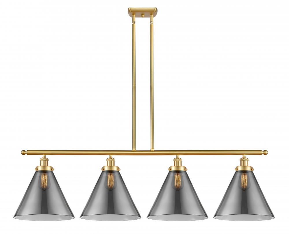 Cone - 4 Light - 48 inch - Satin Gold - Stem Hung - Island Light