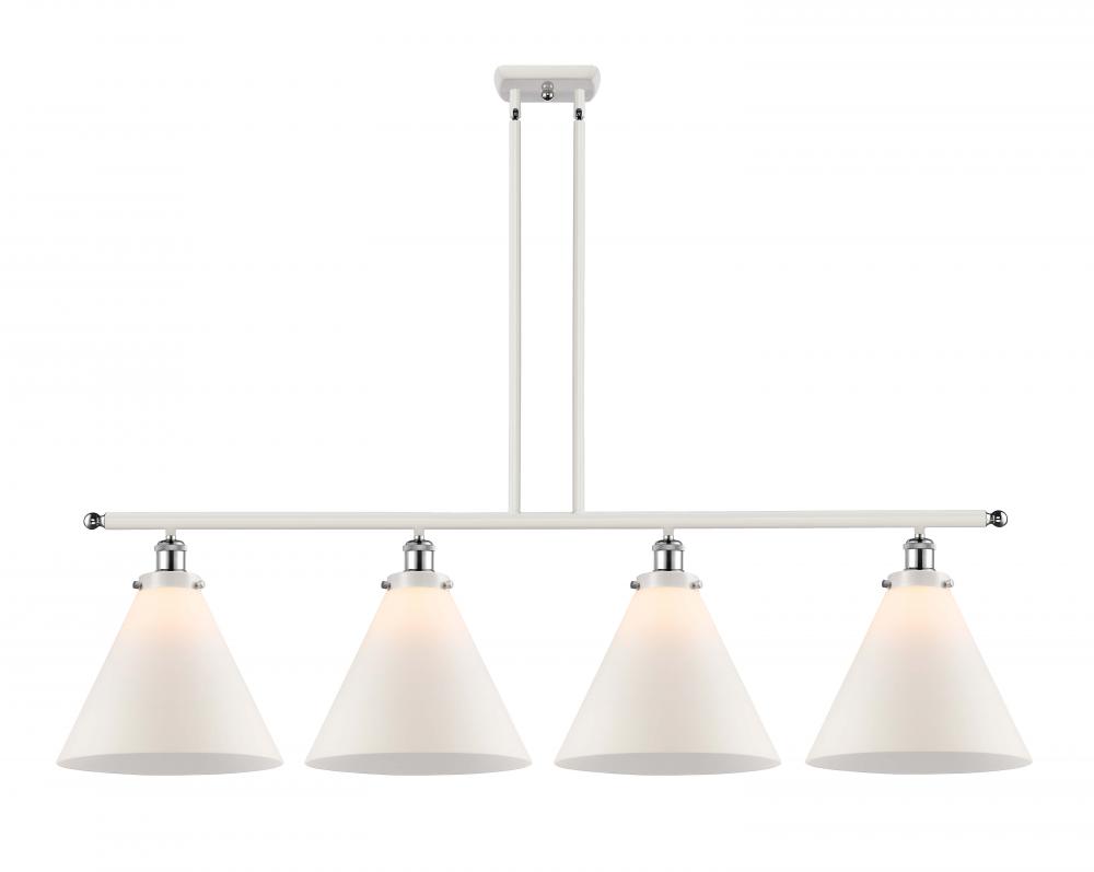 Cone - 4 Light - 48 inch - White Polished Chrome - Stem Hung - Island Light