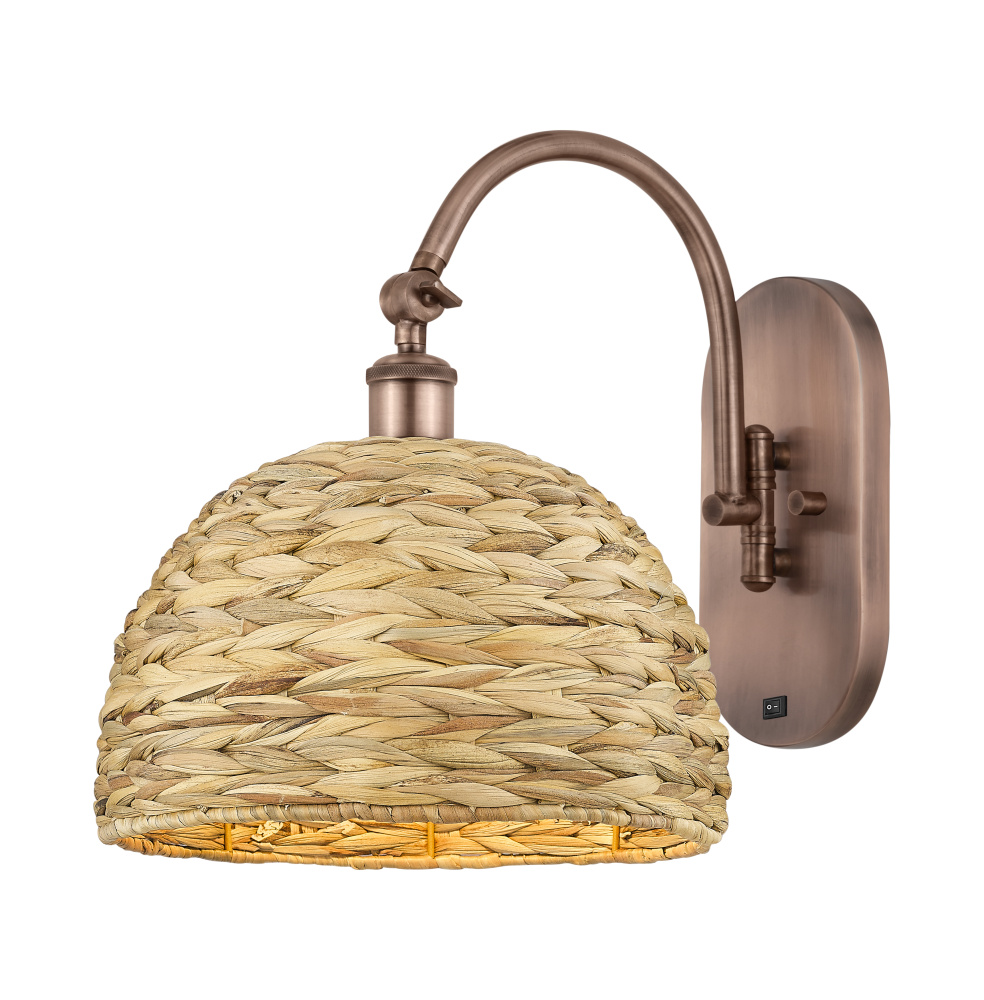 Woven Rattan - 1 Light - 12 inch - Antique Copper - Sconce