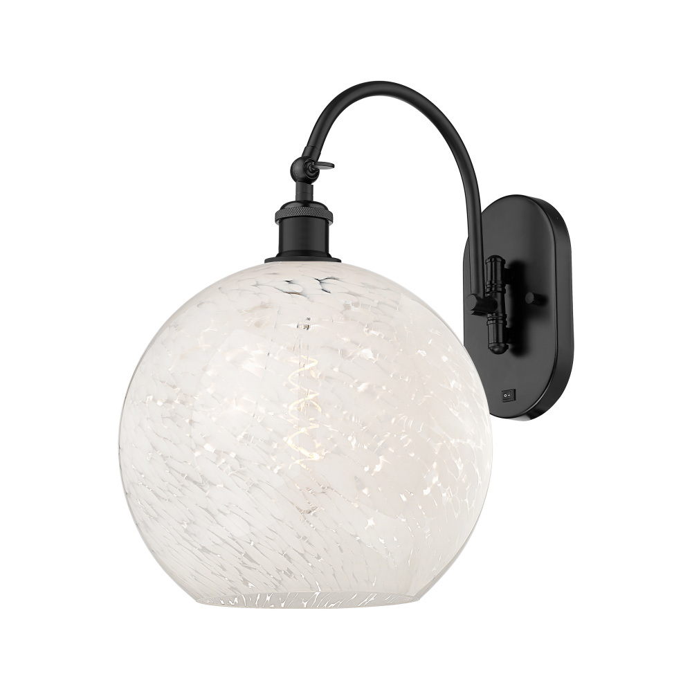 White Mouchette - 1 Light - 12 inch - Matte Black - Sconce