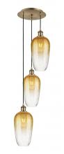 Innovations Lighting 113B-3P-AB-G484-7AM - Brookhaven Flute - 3 Light - 14 inch - Antique Brass - Cord Hung - Multi Pendant