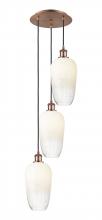 Innovations Lighting 113B-3P-AC-G484-7OP - Brookhaven Flute - 3 Light - 14 inch - Antique Copper - Cord Hung - Multi Pendant