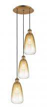 Innovations Lighting 113B-3P-BB-G480-6AM - Brookhaven Almond - 3 Light - 13 inch - Brushed Brass - Cord Hung - Multi Pendant
