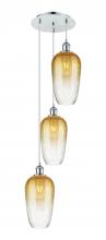 Innovations Lighting 113B-3P-PC-G484-7AM - Brookhaven Flute - 3 Light - 14 inch - Polished Chrome - Cord Hung - Multi Pendant