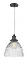 Innovations Lighting 201C-BK-G222-LED - Seneca Falls - 1 Light - 10 inch - Matte Black - Cord hung - Mini Pendant