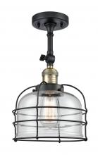 Innovations Lighting 201F-BAB-G72-CE - Bell Cage - 1 Light - 9 inch - Black Antique Brass - Semi-Flush Mount