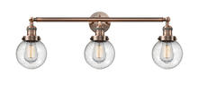 Innovations Lighting 205-AC-G204-6 - Beacon - 3 Light - 30 inch - Antique Copper - Bath Vanity Light