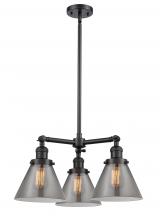 Innovations Lighting 207-BK-G43 - Cone - 3 Light - 22 inch - Matte Black - Stem Hung - Chandelier