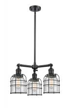 Innovations Lighting 207-BK-G54-CE - Bell Cage - 3 Light - 19 inch - Matte Black - Stem Hung - Chandelier