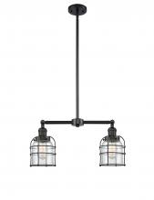 Innovations Lighting 209-BK-G52-CE-LED - Bell Cage - 2 Light - 21 inch - Matte Black - Stem Hung - Adjustable Island Light