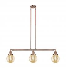 Innovations Lighting 213-AC-G208-6 - Beacon - 3 Light - 39 inch - Antique Copper - Stem Hung - Adjustable Island Light