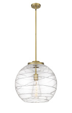 Innovations Lighting 221-1S-BB-G1213-16CL - Athens Deco Swirl - 1 Light - 16 inch - Brushed Brass - Stem Hung - Pendant