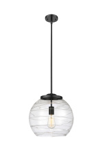 Innovations Lighting 221-1S-BK-G1213-14CL - Athens Deco Swirl - 1 Light - 14 inch - Matte Black - Stem Hung - Pendant