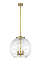 Innovations Lighting 221-3S-BB-G1213-16CL - Athens Deco Swirl - 3 Light - 16 inch - Brushed Brass - Stem hung - Pendant