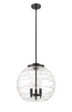 Innovations Lighting 221-3S-BK-G1213-16CL - Athens Deco Swirl - 3 Light - 16 inch - Matte Black - Stem hung - Pendant