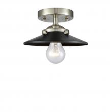 Innovations Lighting 284-1C-SN-M6-BK - Railroad - 1 Light - 8 inch - Brushed Satin Nickel - Semi-Flush Mount