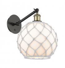 Innovations Lighting 317-1W-BAB-G121-10RW - Farmhouse Rope - 1 Light - 10 inch - Black Antique Brass - Adjustable - Sconce