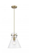 Innovations Lighting 410-1PM-BB-G411-10CL - Newton Cone - 1 Light - 10 inch - Brushed Brass - Cord hung - Pendant