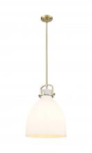 Innovations Lighting 410-1SL-BB-G412-14WH - Newton Bell - 1 Light - 14 inch - Brushed Brass - Multi Pendant