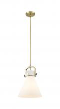 Innovations Lighting 410-1SM-BB-G411-10WH - Newton Cone - 1 Light - 10 inch - Brushed Brass - Mini Pendant
