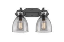 Innovations Lighting 410-2W-BK-G412-7SM - Newton Bell - 2 Light - 17 inch - Matte Black - Bath Vanity Light