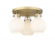 Innovations Lighting 410-3F-BB-G410-7WH - Newton Sphere - 3 Light - 18 inch - Brushed Brass - Semi-Flush Mount