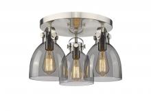 Innovations Lighting 410-3F-SN-G412-7SM - Newton Bell - 3 Light - 18 inch - Satin Nickel - Semi-Flush Mount