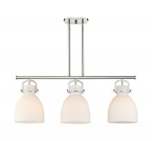 Innovations Lighting 410-3I-PN-G412-10WH - Newton Bell - 3 Light - 42 inch - Polished Nickel - Island Light