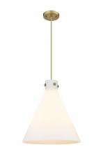 Innovations Lighting 410-3PL-BB-G411-18WH - Newton Cone - 3 Light - 18 inch - Brushed Brass - Cord hung - Pendant