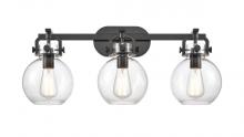 Innovations Lighting 410-3W-BK-7CL - Newton Sphere - 3 Light - 27 inch - Matte Black - Bath Vanity Light