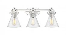 Innovations Lighting 410-3W-PN-G411-7SDY - Newton Cone - 3 Light - 27 inch - Polished Nickel - Bath Vanity Light