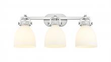 Innovations Lighting 410-3W-SN-G412-7WH - Newton Bell - 3 Light - 27 inch - Satin Nickel - Bath Vanity Light
