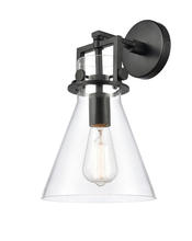 Innovations Lighting 411-1W-BK-8CL - Newton Cone - 1 Light - 8 inch - Matte Black - Sconce