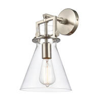 Innovations Lighting 411-1W-SN-8CL - Newton Cone - 1 Light - 8 inch - Brushed Satin Nickel - Sconce